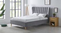 Aleesa bedstead in premium light grey fabric