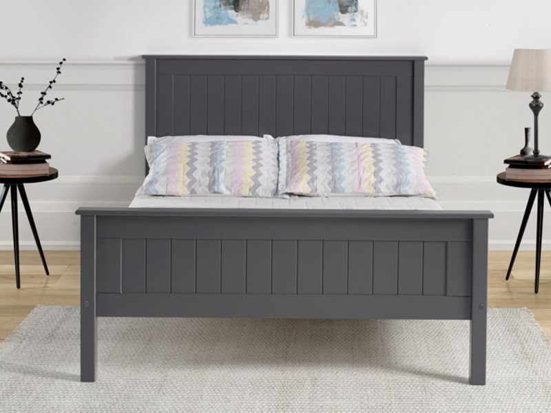 Boro Wooden high foot end bed frame in dark grey