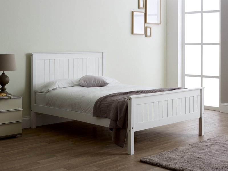 Boro Wooden high foot end bed frame in white
