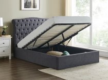 Vino Ottoman storage bedstead in dark grey fabric