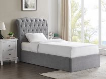 Vino Ottoman storage bedstead in light grey fabric