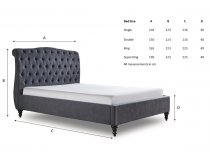 Vino bedstead in dark grey fabric