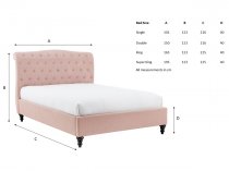 Vino bedstead in pink fabric