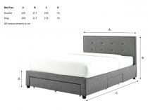 Machin storage bedstead in grey fabric