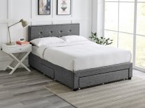 Machin storage bedstead in grey fabric