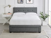 Machin storage bedstead in grey fabric